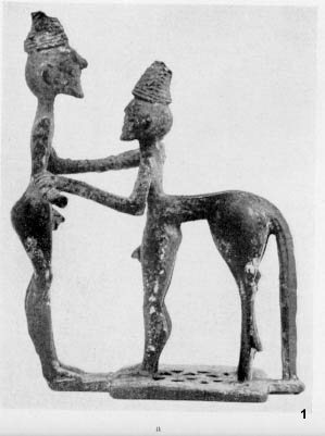 Bronze statuette Metropolitan Museum, New York: Herakles (?) and Centaur.  8th century B.C. H.0.115.
