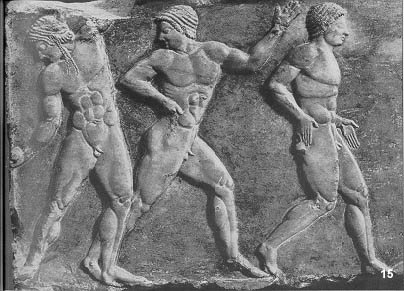 Marble panel (detail) NM Athens: base of athlete's statue 510-500 B.C.  H.0.317. 