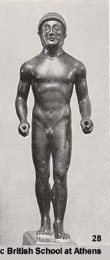 Bronze statuette  NM Athens no 6445 from Athens. 500-480 B.C.  H.0.273. 