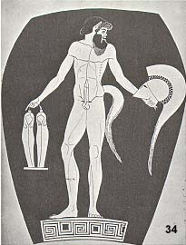 Attic redfigure neck amphora (detail)  Harrow School (England): satyr; by the Kleophrades Painter 500-490 B.C.  