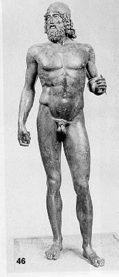 Bronze statue  NM Reggio di Calabria:  bearded man.  460-450 B.C.  H. 