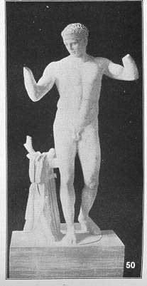 Marble statue  NM Athens: "Diadoumenos" (Roman copy).  420-410 B.C.  H.1.86. 