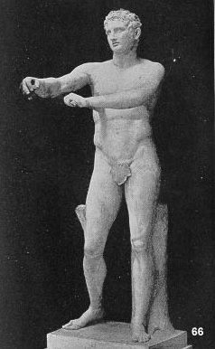 Marble statue Vatican Museum:  Scraper by Lysippos (Roman copy).  340-330 B.C.  H.2.05  