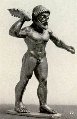Bronze statuette Metropolitan Museum NY Herakles from Arkadia Ca. 530 B.C.  H.0.12.  