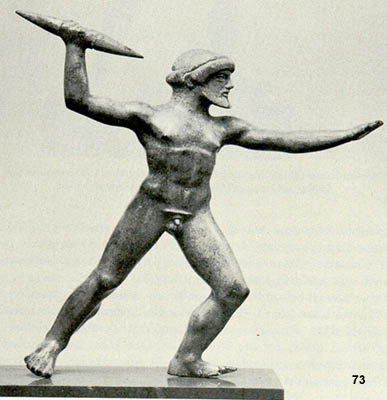 Bronze statuette Staatliche Museen Berlin (West) Zeus from Dodona.  Ca. 460 B.C.  H.0.138. 